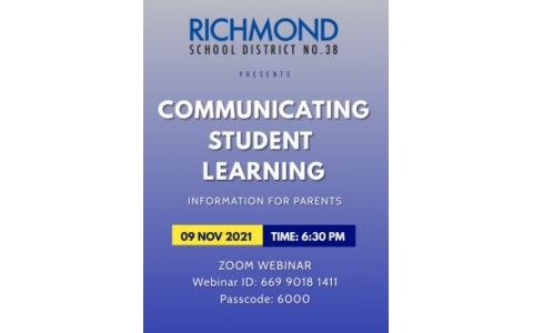 Communicating Student Learning Zoom Meeting Reminder. All parents are invited.